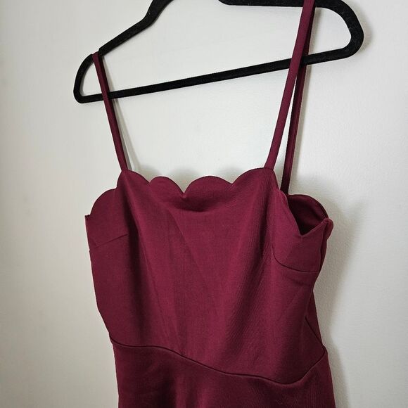 Xtraordinary Dress Mini Burgundy Scalloped Edge Spaghetti Strap Cocktail Wedding - Picture 3 of 11